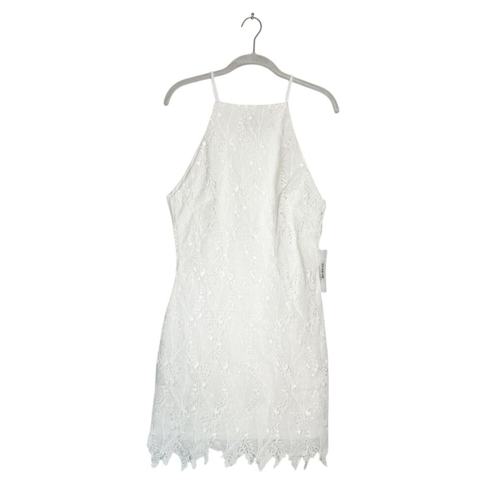 Elizabeth Crosby Ana Lace Halter Mini Dress in White - Sz L - New